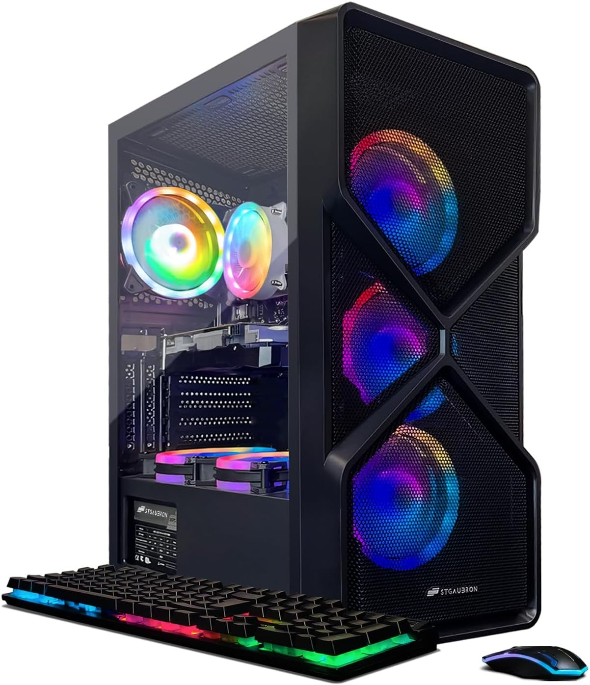 STGAubron Gaming PC Computer Desktop, GeForce RTX 2060 Super 8G, Intel Core I7 8th up to 4.1GHz, 16G DDR4, 1T SSD, WiFi 6 & BT 5.2, RGB Fan x6, Windows 11 Home