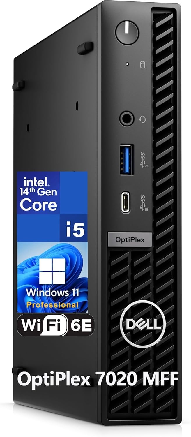 Dell OptiPlex 7020 MFF Mini Business Desktop Computer, 7000 Micro Form Factor, 14th Gen Intel 14-Core i5-14500T (Beat i7-13700T), 4GB DDR5 RAM, 2TB PCIe SSD, WiFi 6E, DP Port, HDMI, Windows 11 Pro