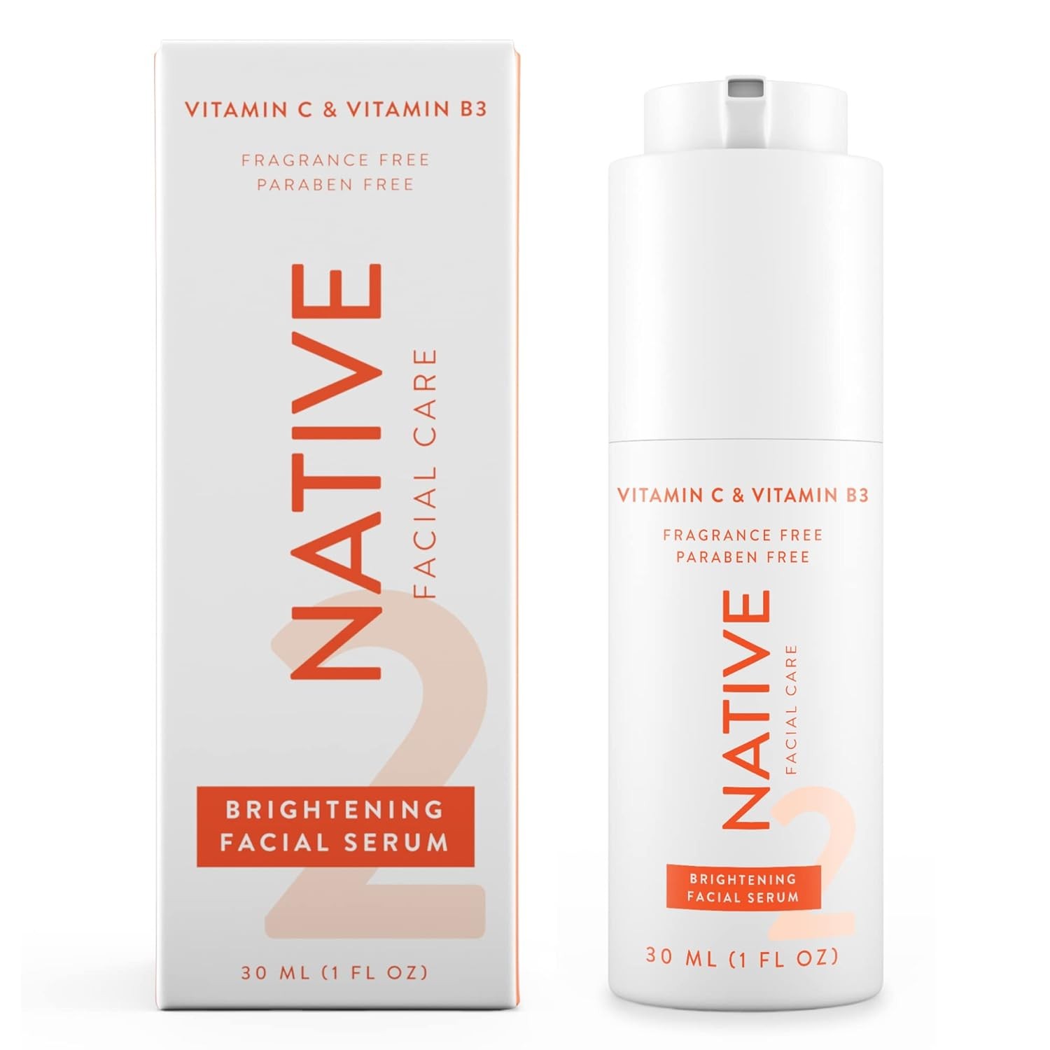 Native El suero facial iluminador contiene ingredientes derivados naturalmente | Suero hidratante con vitamina C y niacinamida, vitamina B3, revitaliza y repara tu piel, sin fragancia, 1.0 fl oz, 1